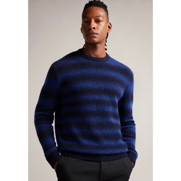 Ted Baker London NWT Abulti Wool Blend Regular Fit Striped Knitwear M - Picture 2 of 9